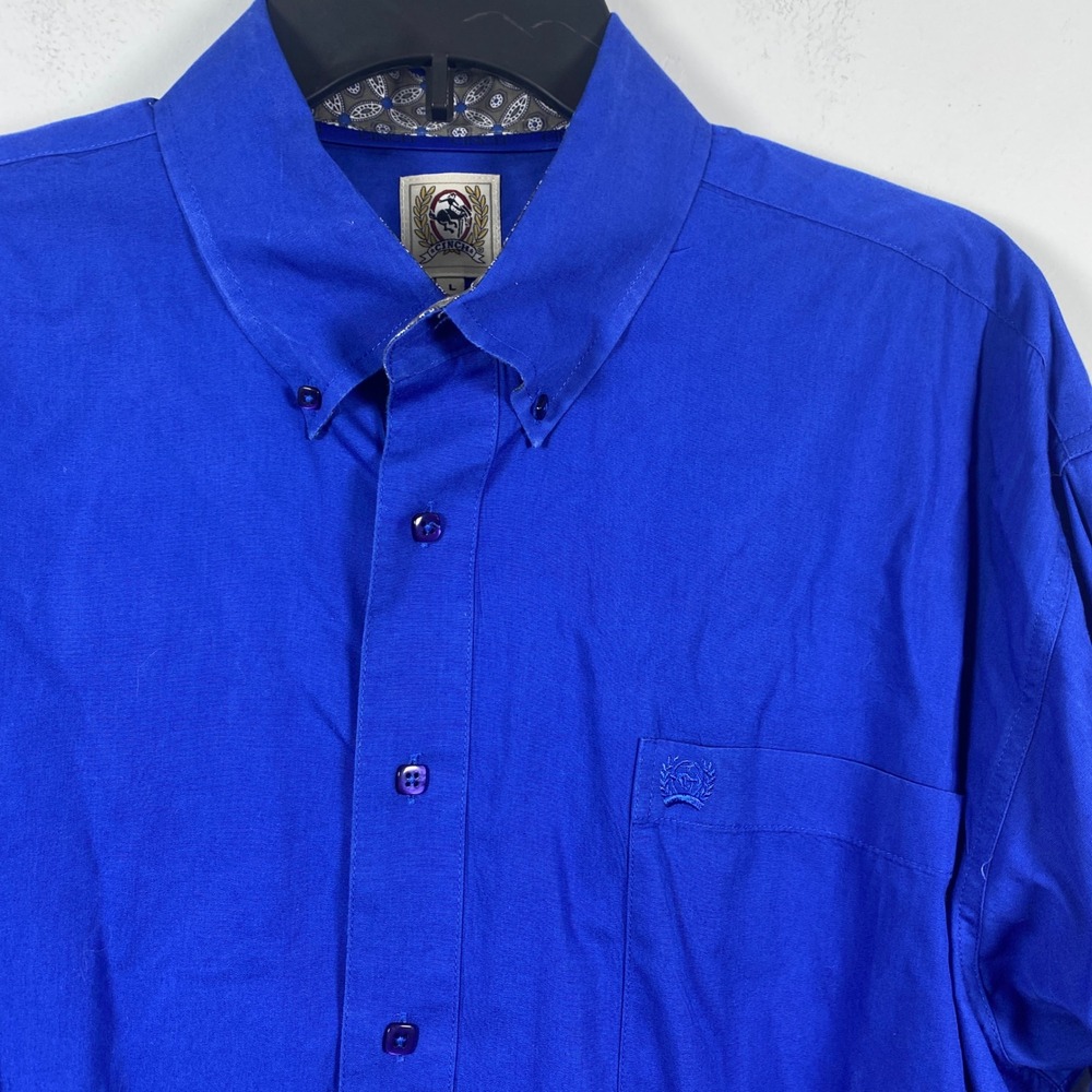 Cinch Button Down Shirt Men's Size Large Blue‎ Western Flip Cuff Office Rodeo